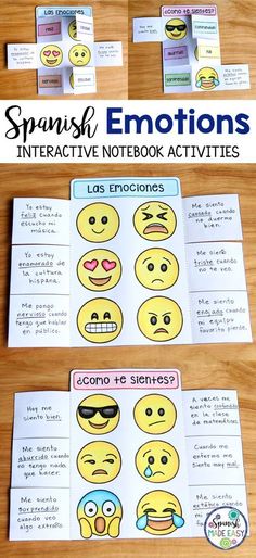 an interactive notebook activity for spanish students to practice emotions and feelings with emoticions