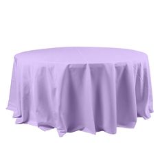 a round table covered in purple cloth