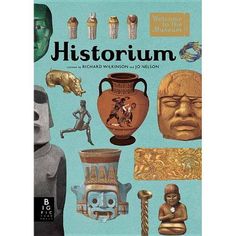 the front cover of a book with images of ancient objects and people on it's pages