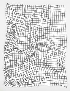 an abstract black and white drawing on paper with lines in the middle, as if it were woven into fabric