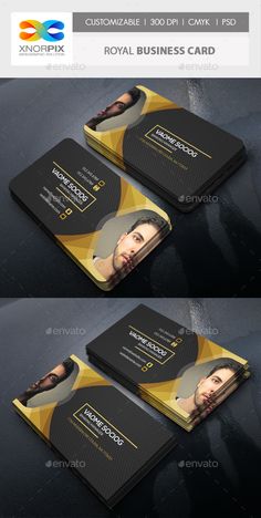 three different business cards mock up on top of each other with the same color scheme