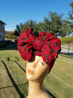 DESCRIPTION Red and Black African Fabric Headwrap. This is high quality African print is 100% cotton. The edges of the Headwrap are neatly hemmed with decorative stiches. FABRIC MEASUREMENT Small Size - 11in by 54in Regular Size - 22in by 70in Extra Long Size 22in by 88in FYI - The Size on the mannequin head is a Regular Size. *If you require more than what I have listed, feel free to send me email. CARE INSTRUCTIONS:•DO NOT BLEACH•Hand wash with cold water and mild soap or Dry clean•Press with Ankara Headwrap, Clean And Press, Head Wrap Headband, Hair Bonnet, Mannequin Head, African Ankara, Fabric Headbands, Mannequin Heads, Ankara Fabric