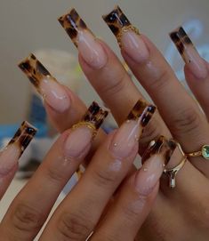 French Nails Fall, Cheetah Print Nails, Cheetah Nails, Fantasy Nails, Grunge Nails, Bling Acrylic Nails, Nails Fall