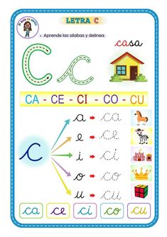 the letter c worksheet for children with pictures and letters to learn in spanish