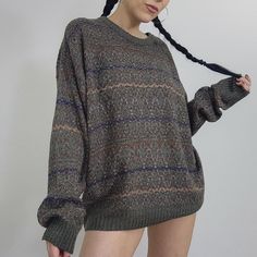 Dark Grunge 90's / Indie / Cabincore Patterned Oversized Cozy Pullover Mystery Box Grandpa Sweater - Etsy Brown Oversized Vintage Sweater, Oversized Brown Vintage Sweater, 90s Oversized Fall Sweater, Vintage Crew Neck Sweater For Layering, 90s Style Relaxed Fit Fall Sweater, 90s Brown Long Sleeve Sweater, Oversized Retro Brown Sweater, Vintage Brown Sweater For Layering, 90s Oversized Winter Sweater