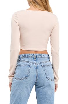 Embrace the warm weather in this ultracasual knit crop top featuring long sleeves and a front twist. V-neck Long sleeves 95% polyester, 5% spandex Hand wash, dry flat Imported Knit Crop Top, Knit Crop, Long Sleeve Knit, Warm Weather, Lab, Crop Top, Hand Wash, Twist, Nordstrom