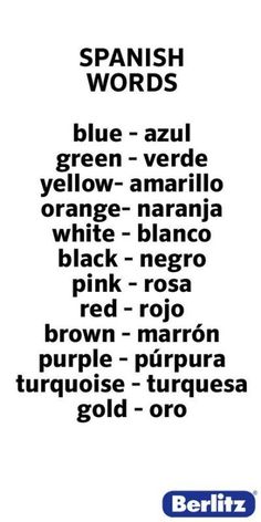 spanish words are shown in black and white, with the word's names below them