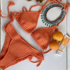 This crochet bikini set is handmade with 100% cotton yarn.    The stitches are very dense and tight. It is comfortable to wear in and out of the water. Please feel free to  contact with me if you need to customize the size and color.  Please let me know if you have any questions. I will be always glad to answer your questions.  CARE: Hand wash cold water only, lay flat to dry. "OR" Machine wash on gentle cycle only with cold water, lay flat to dry. Never put your handmade item in a dryer! Thank Summer Crochet Swimwear For Poolside, Bohemian Crochet Swimwear For Swimming, Crochet Swimwear For Sunbathing, Crochet Swimwear For Beach Season Sunbathing, Bohemian Crochet Swimwear, Handmade Bohemian Swimwear For Pool, Handmade Triangle Top Swimwear For Beach, Crochet Triangle Top Swimwear For Beach, Crochet Triangle Top Swimwear For Poolside