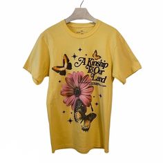 Urban Outfitters Tee T-Shirt Small Nwt A Kinship To Our Land Butterfly Yellow Urban Outfitters Tops, Yellow Black, Black N Yellow, Urban Outfitters, Womens Tops, Yellow, Tops & Tees, Women Shopping, T Shirt