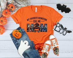 My Favorite Monsters Call Me Mom Shirt, Happy Halloween, Messy Bun Winter Holiday Outfits, Funny Vacation Shirts, Nurse Sweater, Halloween Moms, My Little Monster, School Nurse, Halloween Nurse, Nurse Sweatshirt, Xmas Sweater