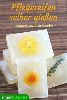 three soap bars with flowers on them