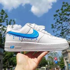 ad eBay - Nike Air Force 1 Custom Hand Painted White Shoes Sky Blue Drip Swooshes Mens Art - Buy Now, click the link (eBay) Waterproof Lace-up Sneakers For Sports, Sporty Lace-up Sneakers With Waterproof Paint, Blue Waterproof Custom Sneakers For Sports, Blue Waterproof Low-top Custom Sneakers, Painted White Shoes, Custom White Shoes, Blue Custom Sneakers For Light Sports, Fade-resistant, Nike Custom Casual Sneakers In Light Blue, Nike Air Force 1 Custom Blue