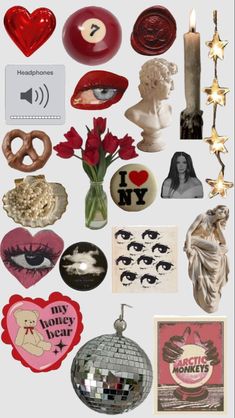 many different items are grouped together to form a collage