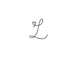 the letter l is drawn in black ink on a white paper with a small heart