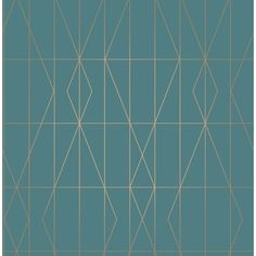 a blue and gold wallpaper with lines in the shape of rectangles on it