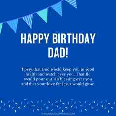 a blue birthday card with the words happy birthday dad