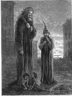 an old illustration of two men standing next to each other