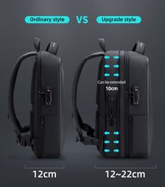 This armored laptop backpack is made of a high-density waterproof PC&ABS hard shell and oxford to ensure your items stay dry during light rain. Thickened pearl cotton and soft polyester lining will protect your laptops from shock and scratch. INVISIBLE EXPAND: Dimensions: 17.7 x 12.6 x 4.7 ~ 8.7 inches, capacity: 18L ~ 32L. The expandable backpack has smooth zippers on the side. Once pulled on the zipper, the bag will offer a large capacity of up to 32L for you to store more stuff (Laptop pocket Lightweight Travel Backpack, Business Travel Backpack, Black School Bags, Business Travel Bag, Laptop Backpack Mens, Waterproof Laptop Backpack, Tech Backpack, Tech Bag, Geographical Norway