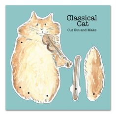 an illustration of a cat with scissors and other items to make it look like he's about to cut