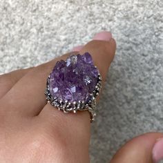 "Purple Druzy amethyst ring sterling silver, Huge raw stone ring Natural purple gemstone ring for women, branch ring, made in Armenia All our jewelry is crafted with great attention to detail! We strive to provide you the best quality, modern design, and perfect look!! All our jewelry is made of high-quality sterling silver and is stamped with a 925 stamp This is a natural stone and it is unique, so it might not be possible to make the second one with exactly the same stone (I will send the phot Raw Stone Ring, Branch Ring, Raw Stone, Armenia, Amethyst Ring, Ring Sterling Silver, Ring For Women, Stone Ring, Druzy Ring