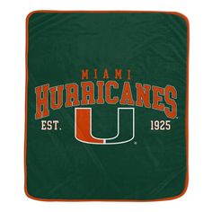 the university of miami blanket is green and orange