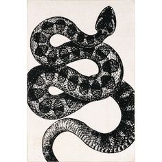 a black and white drawing of a snake