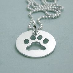 Little Paw Print Necklace - Sterling silver Hypoallergenic Sterling Silver Dog Tag Jewelry, Silver Hypoallergenic Dog Tag Jewelry, Hypoallergenic Silver Dog Tag Jewelry, Silver Paw Print Round Pendant Necklace, Sterling Silver Dog Tag Necklace, Sterling Silver Stamped Dog Tag Necklace, Sterling Silver Dog Tag Necklace Stamped, Sterling Silver Jewelry With Paw Print, Silver Jewelry With Paw Print