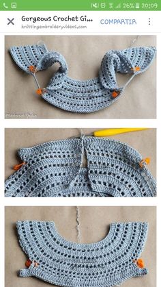 the crochet pattern is being used to make a shawl for someone's sweater