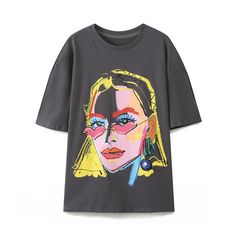 Put your best face forward with our Girl Face Prints T-shirts! These playful tees feature unique pop art graphic prints of girl faces, adding a touch of quirkiness to your outfit. Stand out from the crowd and show off your fun personality with these one-of-a-kind shirts. Gender: WOMEN Item Type: Tops, Tees, T-Shirts Material: COTTON/Polyester Material: Polyester Pattern Type: CARTOON Elasticity: Slight Stretch Collar: O-Neck SIZE CHART Size (CM) Sleeve Shoulder Bust Length S 22 55 104 67 M 23 56 Streetwear Fashion Girls, Fun Personality, Woman Blouse, Streetwear Shirts, Mobile Case, Toronto Life, Shirts Women Fashion, Face Forward, Girls Prints