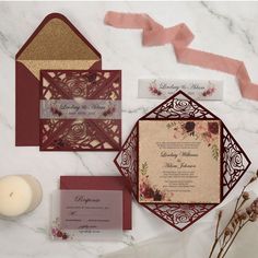 the wedding stationery is laid out and ready to be used