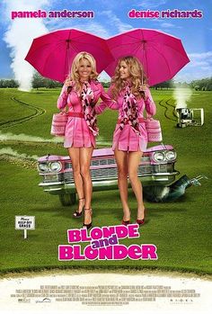 the movie poster for blonde and blond starring two women in pink dresses with umbrellas