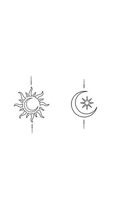 the sun and moon are drawn in black ink