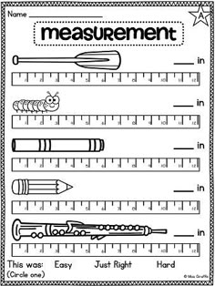 measurement worksheet with rulers and pencils to help students learn how to measure