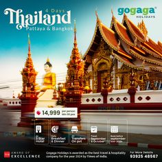 an advertisement for the thailand pattaya and bangkok tour