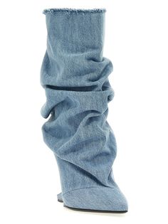 Find Nicolo' Beretta Jetsy' Boots on Editorialist. 'Jetsy' denim boots with sculpted heel. NICOLO' BERETTA 'Jetsy' boots EU WOMEN Heels: 10.5 cm Blue Jean Shoes, Roblox Clothes, Hi Fashion, Jeans With Heels, Women Heels, Couture Outfits, Denim Boots, All Black Everything, Aesthetic Look