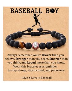 a baseball bracelet with an inspirational message on it