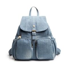 Big Blue Denim Canvas Travel Backpack - InnovatoDesign Elegant Backpacks, Denim Backpack, Best Luggage, Lightweight Backpack, College Backpack, Travel Outfits, Cute Backpacks, Girls Denim, Denim Bag