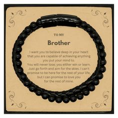 Motivational Brother Stone Leather Bracelets, Brother I can promise to love you for the rest of mine, Bracelet with Message Card For Brother, Brother Birthday Jewelry Gift for Women Men - Mallard Moon Gift Shop Black Bracelet For Birthday Gift, Black Bracelets As Birthday Gift, Engraved Black Braided Bracelet For Gift, Engraved Black Braided Bracelets For Gifts, Black Braided Bracelet For Father's Day Gift, Inspirational Black Friendship Bracelets, Black Inspirational Friendship Bracelets, Black Bracelet For Mother's Day Birthday Gift, Father's Day Gift Black Leather Bracelet