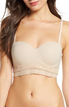 Perfect under shoulder-baring styles, this strapless longline bra provides comfortable support with smooth cups and a covered underwire. Removable, adjustable straps 62% nylon, 38% spandex Hand wash, line dry Imported Lingerie Strapless Fitted Bra With Removable Straps, Fitted Strapless Bra With Removable Straps, Longline Bra, Jewelry Packaging, Underwire Bra, Long A Line, Nordstrom, Lingerie, Cafe