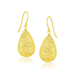 Buy LOVCIA Luxury Large Teardrop Earrings in 14k Yellow Gold with Honeycomb Texture Honeycomb Texture, Gold Beauty, Teardrop Dangle Earrings, French Wire, Gold Polish, Ring Collections, Pricing Jewelry, Teardrop Earrings, Designer Earrings