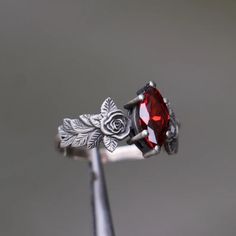 Ruby Silver Ring, 925 Silver Marquise Ruby Ring, Flower Ruby Ring, Red Stone Silver Ring, Alternative Ruby Engagement Rings, Unique Ring - Etsy Turkey Red Sterling Silver Flower Ring For Anniversary, Red Sterling Silver Flower Ring As Gift, Anniversary Red Flower Ring In Sterling Silver, Red Ruby Flower-shaped Ring, Red Ruby Flower Shaped Ring, Red Gemstone Flower Ring, Red Flower-shaped Promise Ring, Red Flower-shaped Anniversary Ring, Red Flower Shaped Gemstone Jewelry