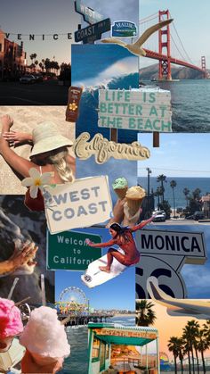 the collage shows many different signs and pictures