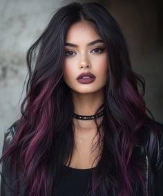 Chocolate bars Mocha Hair Color Hair Color Ideas For Brunettes Blue Eyes, Hair Idea Color, Dark Hair With Purple Balayage, Long Hair Dye Ideas Brown, Black Fall Hair Color, Subtle Coloured Hair, Deep Red Black Hair, Best Colors To Dye Dark Brown Hair, Fall Black Hair Color