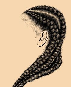 a drawing of a woman's head with long braids