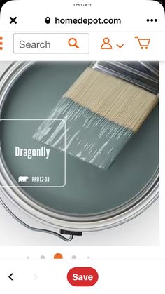 a can of paint with the words dragonfly on it and an image of a brush