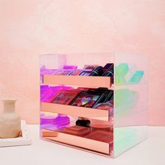 Free Shipping on Iridescent & Clear Makeup Organizer Cosmetic Rack Desk Storage Display Box with Drawers｜Homary Iridescent Decor, Makeup Shelves, Clear Makeup Organizer, Acrylic Storage Box, Clear Makeup, Coffee Tray, Makeup Storage Box, Beauty Organization, Acrylic Storage