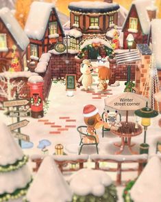 an animated christmas scene with teddy bears in the snow