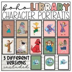 an image of children's library character portraits