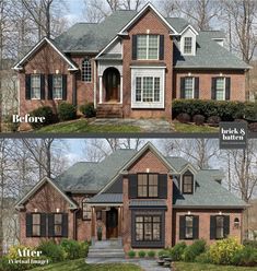 before and after pictures of a brick house