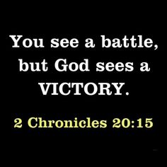 a black background with the words you see a battle, but god sees a victory